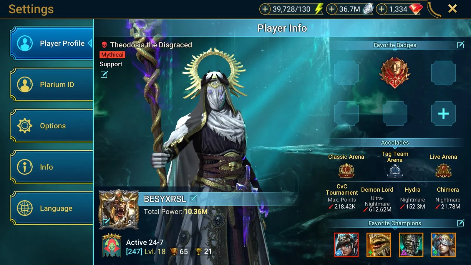 10M Power | 5 Mythicals (Theodosia, Nais) | Titus, Teox, Pontiff, Varkos — screenshot 3